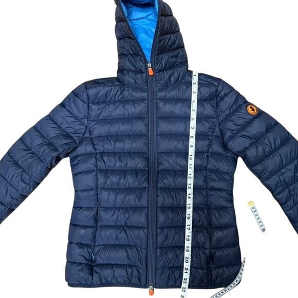 SAVE THE DUCK Ultra Light Hooded Puffer Jacket Blue Size 1 / Small - Picture 5 of 8